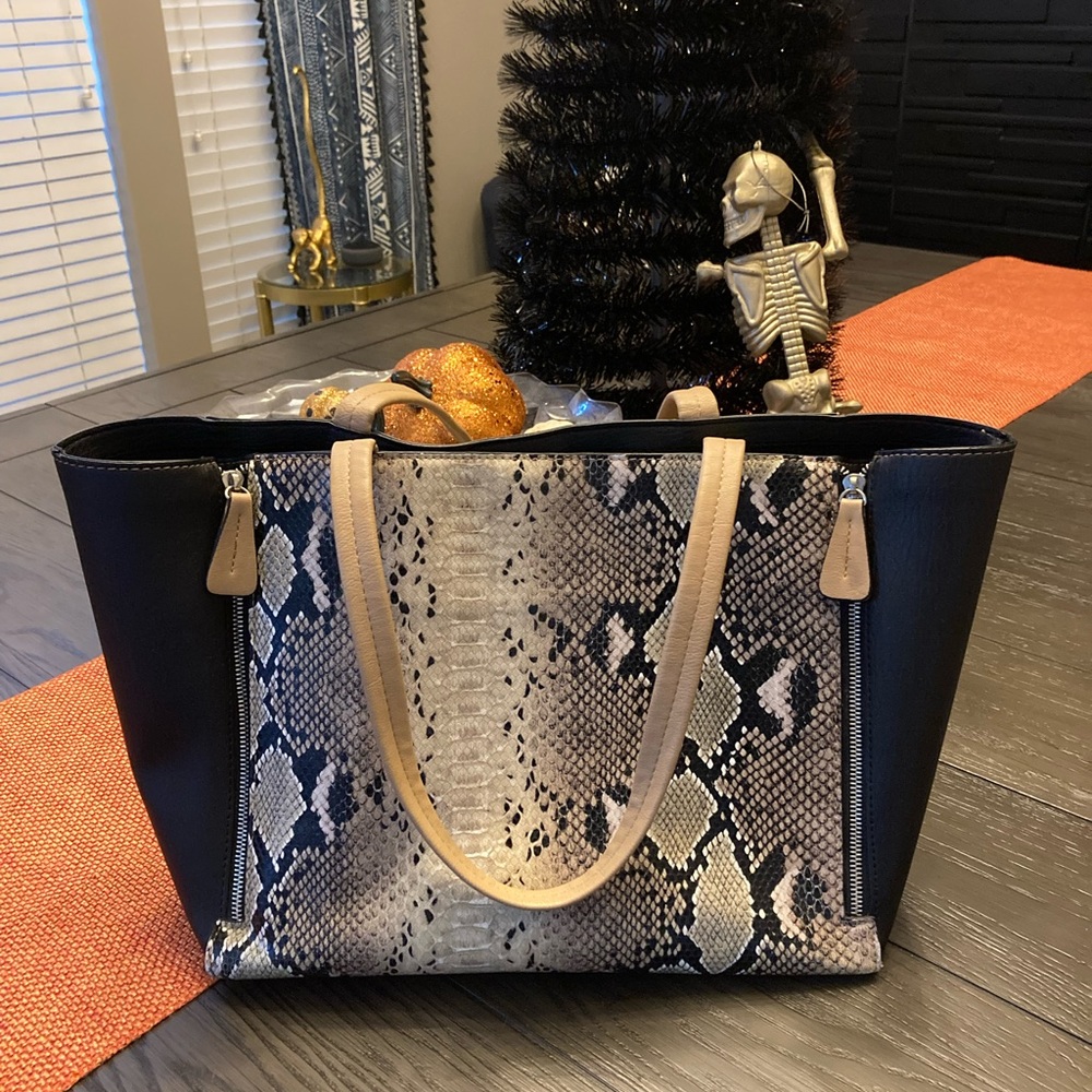 Neiman Marcus tote - like new!  Faux snakeskin/black insets.  Beautiful!